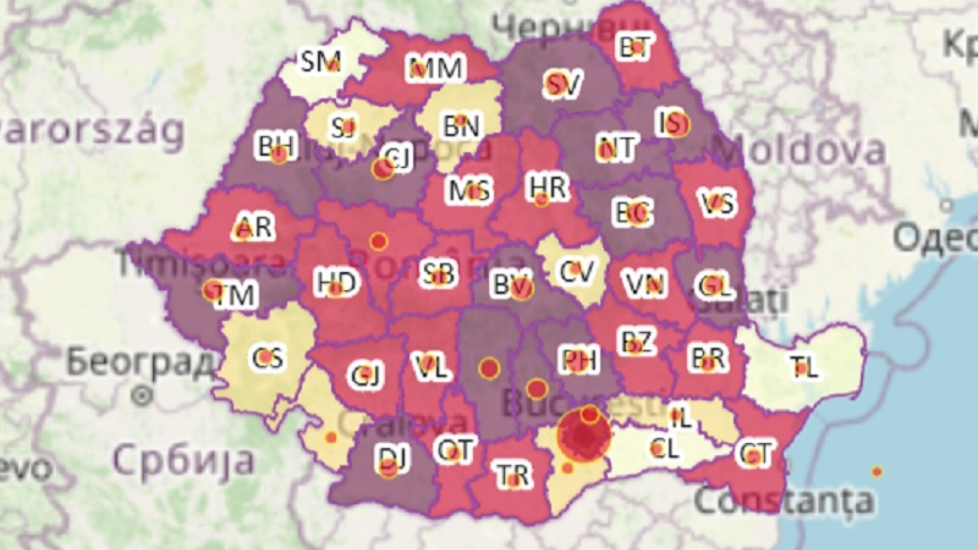 HARTA incidenței cazurilor de Covid 19 Ce orașe din România au trecut