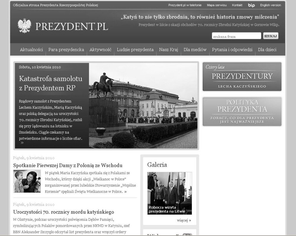 Site-ul Administratiei Prezidentiale din Polonia este in doliu! - Imaginea 1