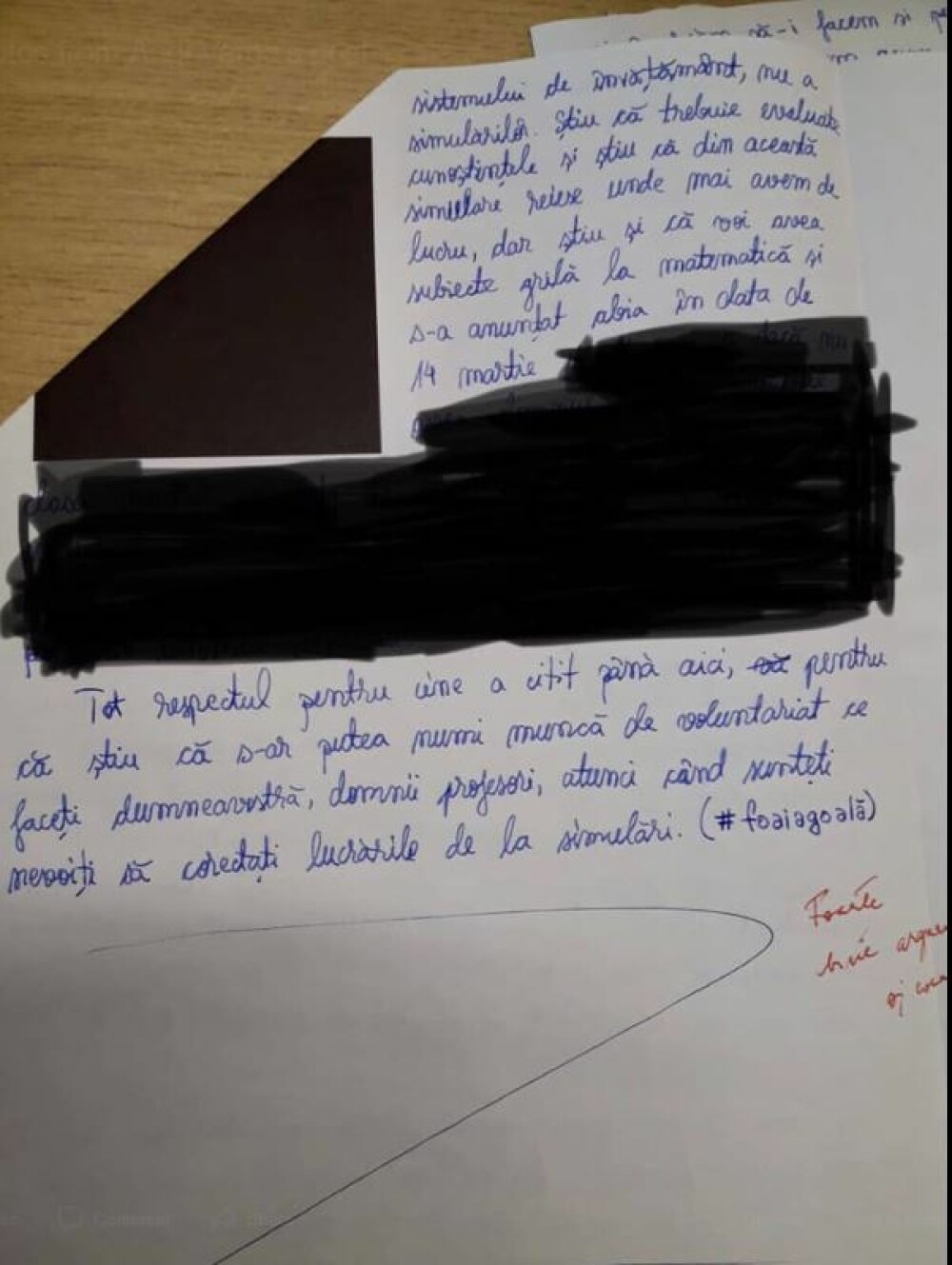 Nota 1 la simularea la BAC. Ce a scris o elevă pe foaia de examen. FOTO - Imaginea 6