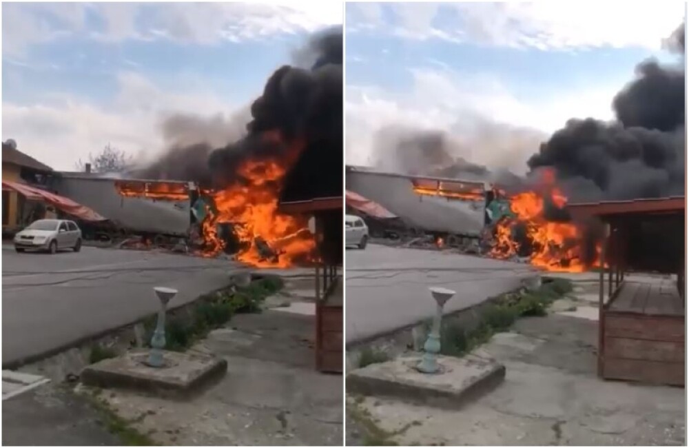 Scene de groază pe DN 6, în Caraș-Severin. Un TIR a ars ca o torță, după un accident - Imaginea 1
