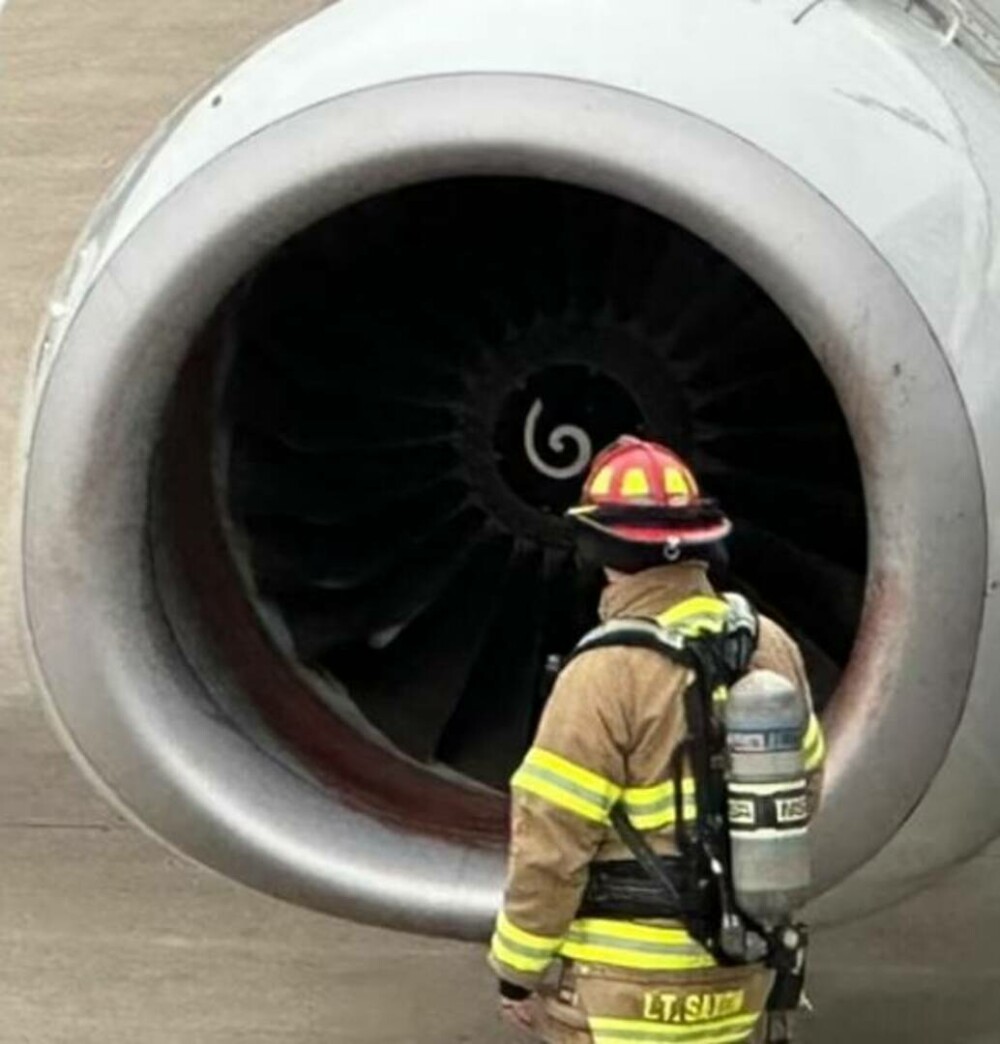 Momentul în care un avion ia foc la scurt timp de la decolare, după ce a lovit un stol de păsări. FOTO & VIDEO - Imaginea 2