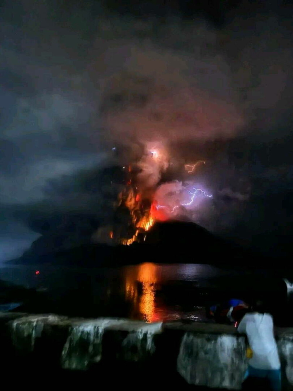Fulgere violet în noapte și imagini desprinse parcă din altă lume. A erupt vulcanul Ruang: ”Fugim, oameni buni!” FOTO&VIDEO - Imaginea 4