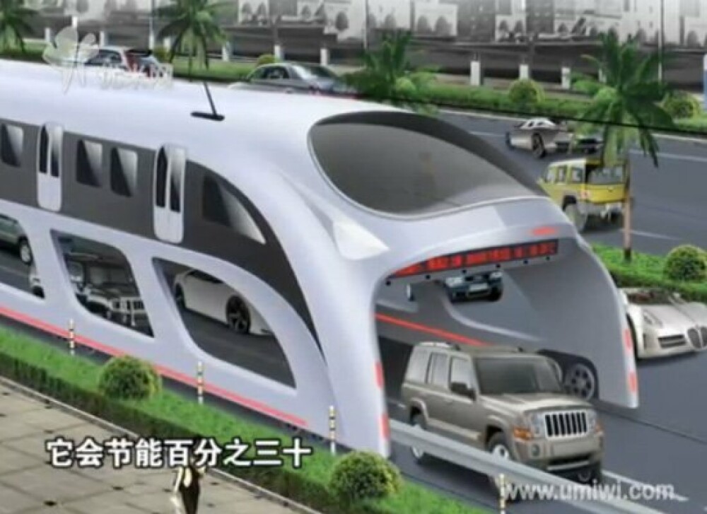 Autobuzul viitorului, conceput de chinezi! Trec masinile pe sub el - Imaginea 1