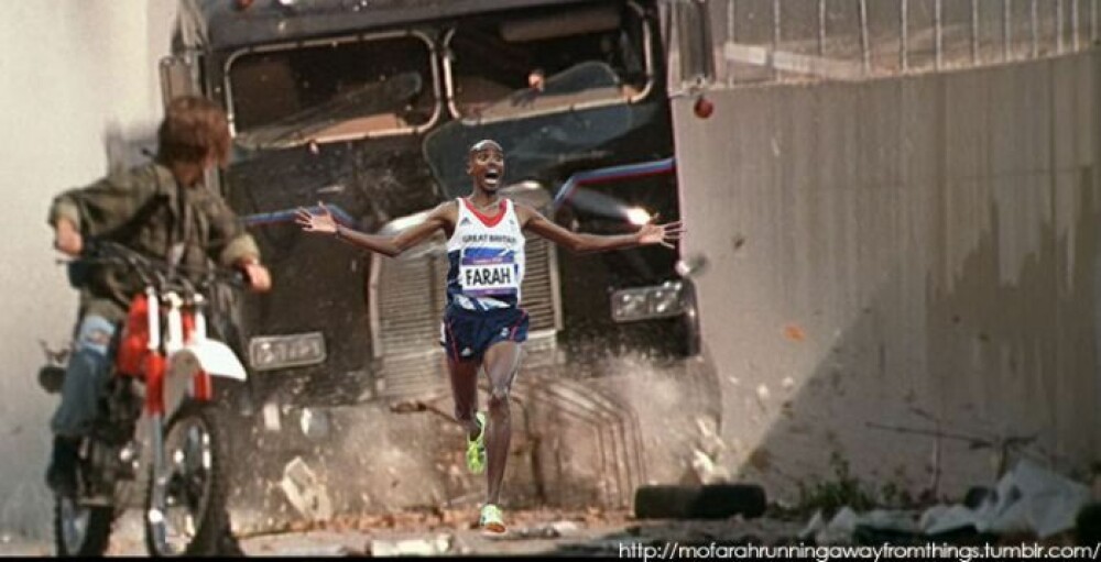 Bucuria acestui atlet de la JO 2012 a ajuns viral pe internet.Alearga alaturi de T-Rex si Terminator - Imaginea 15