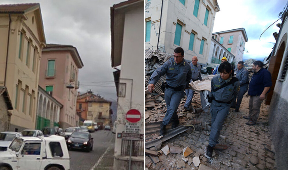 Imagini din localitatile Amatrice si Pescara del Tronto inainte si dupa cutremurul devastator. GALERIE FOTO - Imaginea 1