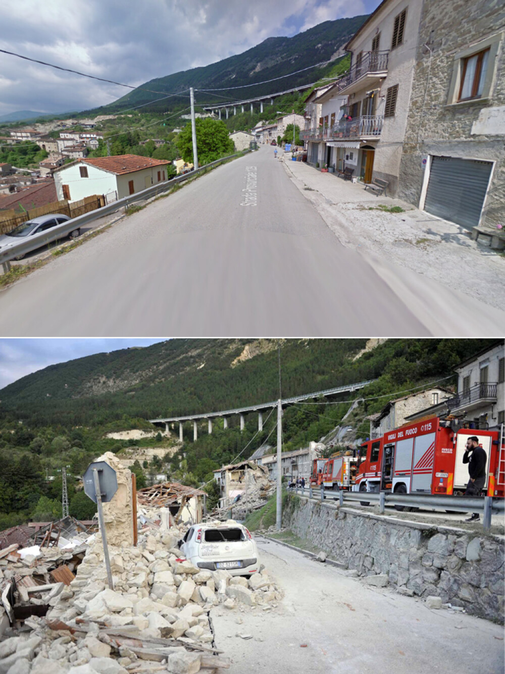 Imagini din localitatile Amatrice si Pescara del Tronto inainte si dupa cutremurul devastator. GALERIE FOTO - Imaginea 2