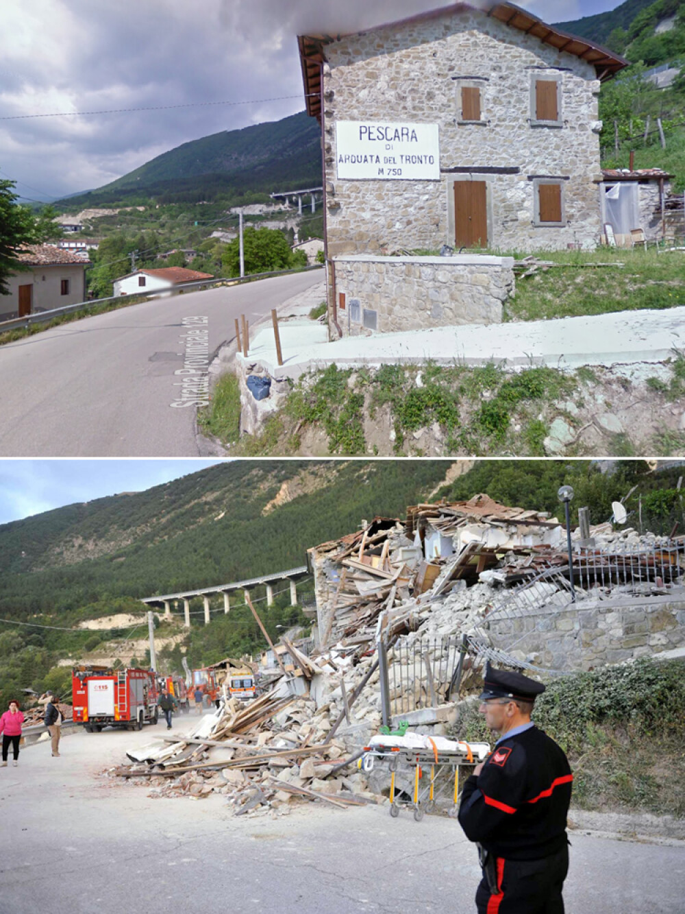 Imagini din localitatile Amatrice si Pescara del Tronto inainte si dupa cutremurul devastator. GALERIE FOTO - Imaginea 3