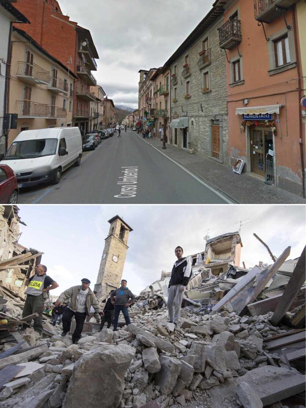 Imagini din localitatile Amatrice si Pescara del Tronto inainte si dupa cutremurul devastator. GALERIE FOTO - Imaginea 4