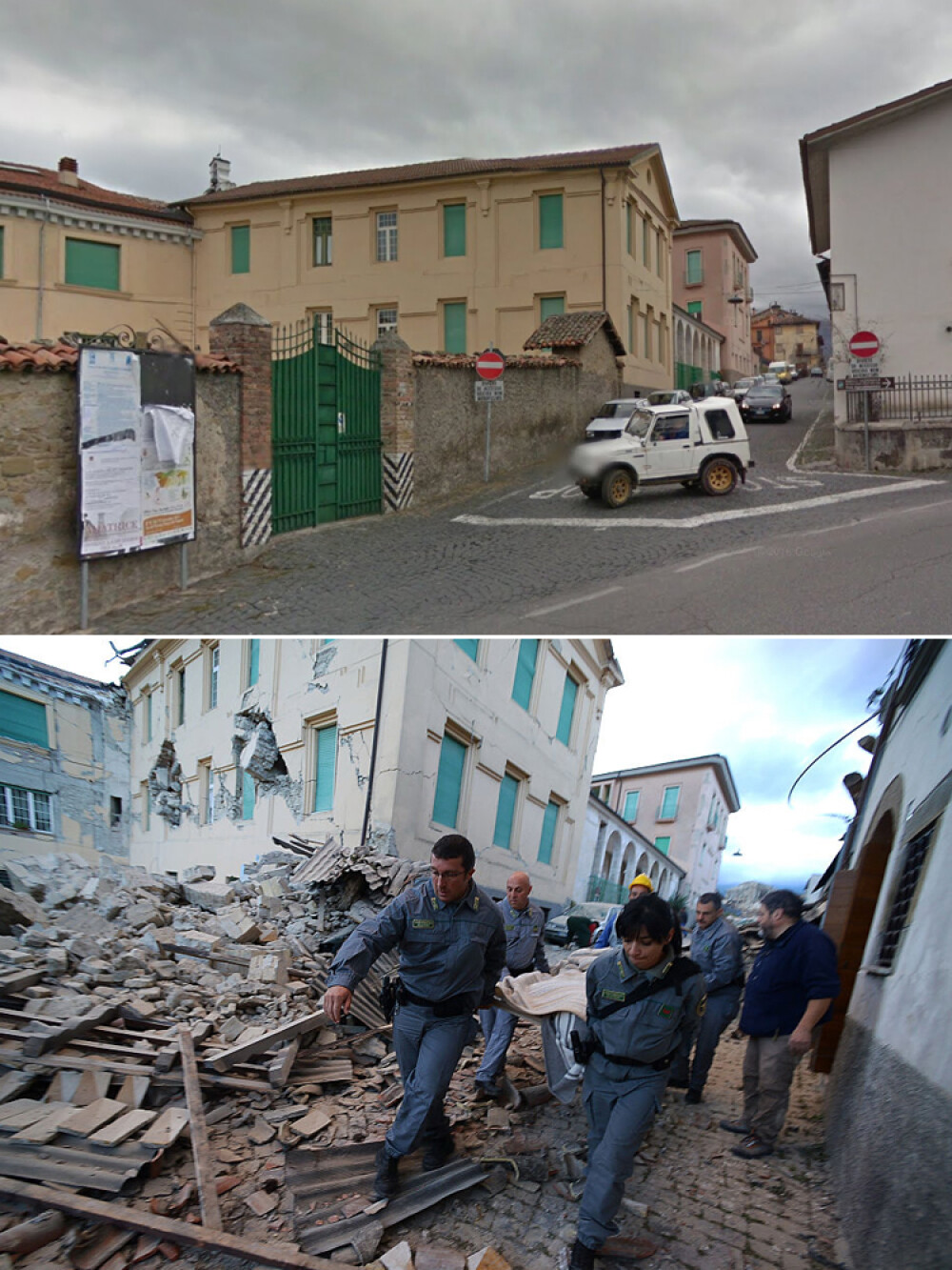 Imagini din localitatile Amatrice si Pescara del Tronto inainte si dupa cutremurul devastator. GALERIE FOTO - Imaginea 7