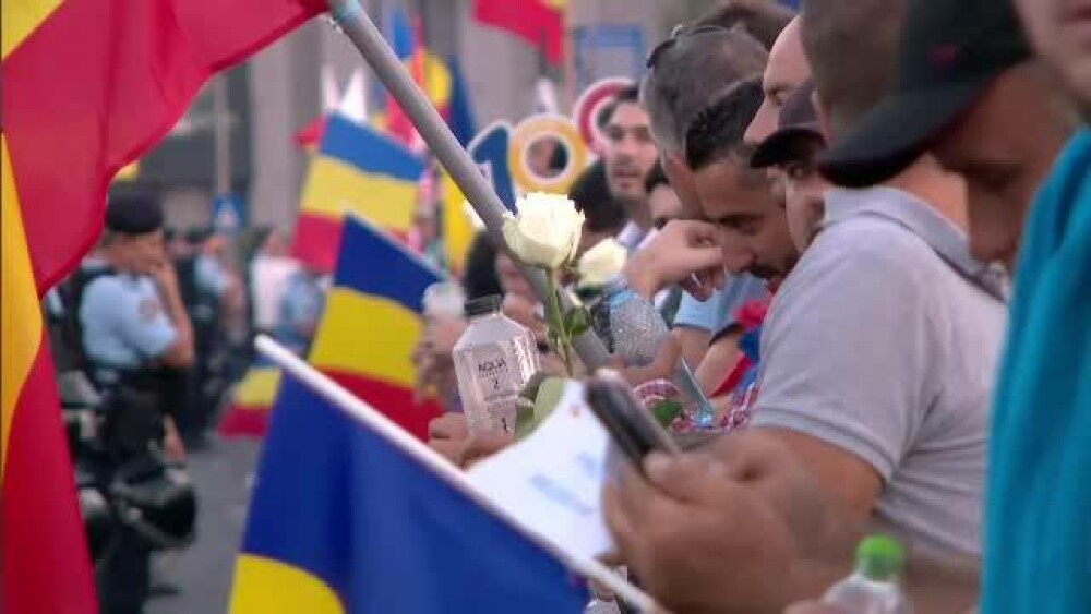 Proteste în Piața Victoriei, ziua 2. 30.000 de oameni au manifestat pașnic și le-au dăruit trandafiri albi jandarmilor. VIDEO - Imaginea 28