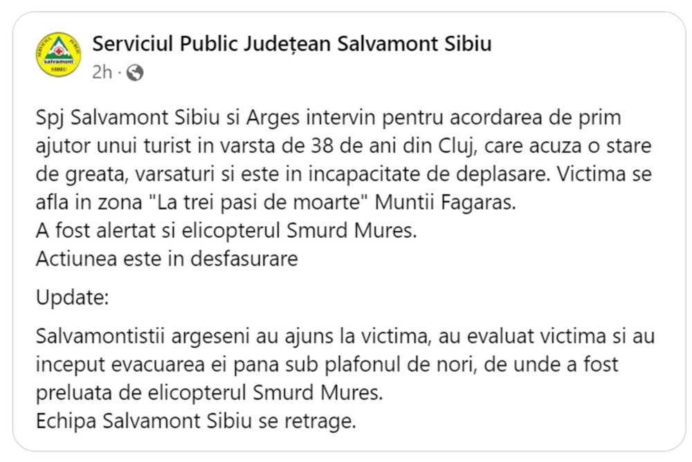 VIDEO. Un elicopter SMURD a intervenit pentru salvarea unui turist aflat în Munţii Făgăraş - Imaginea 3