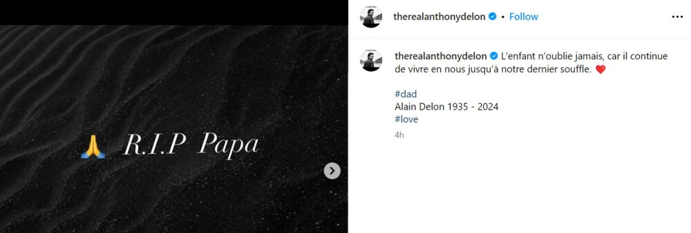 Anthony Delon a reacţionat pentru prima dată la moartea tatălui său Alain Delon: „Copilul nu uită niciodată”. FOTO - Imaginea 2