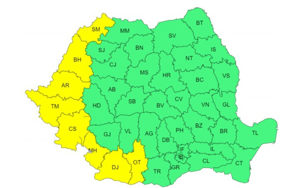 Cod galben și portocaliu de averse torențiale și vijelii în mai multe județe. În același timp, ANM dă avertizări de caniculă - Imaginea 3