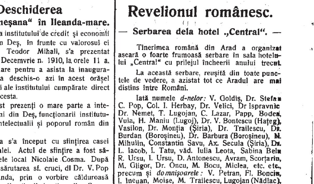 Sarbatorile de iarna, in presa de acum un secol. Goldis si Cicio Pop, la petrecerea de Revelion - Imaginea 1