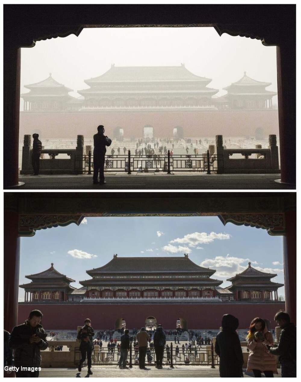 COD ROSU de alerta din cauza poluarii in China. Imagini 