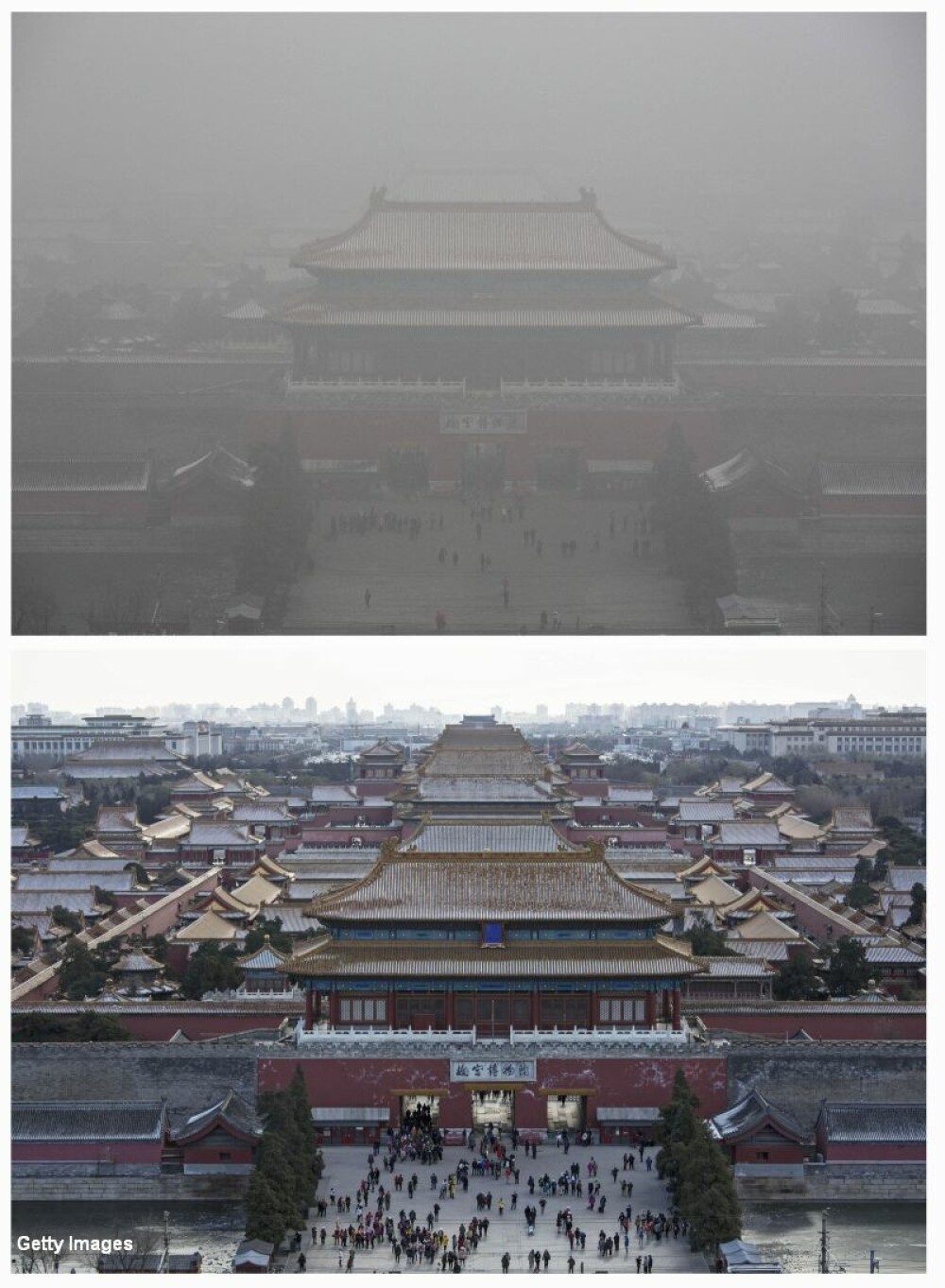 COD ROSU de alerta din cauza poluarii in China. Imagini 