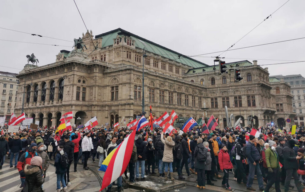Protest cu 20.000 de oameni la Viena. Negaționiști și adepți ai conspirațiilor au manifestat împotriva vaccinării obligatorii - Imaginea 3