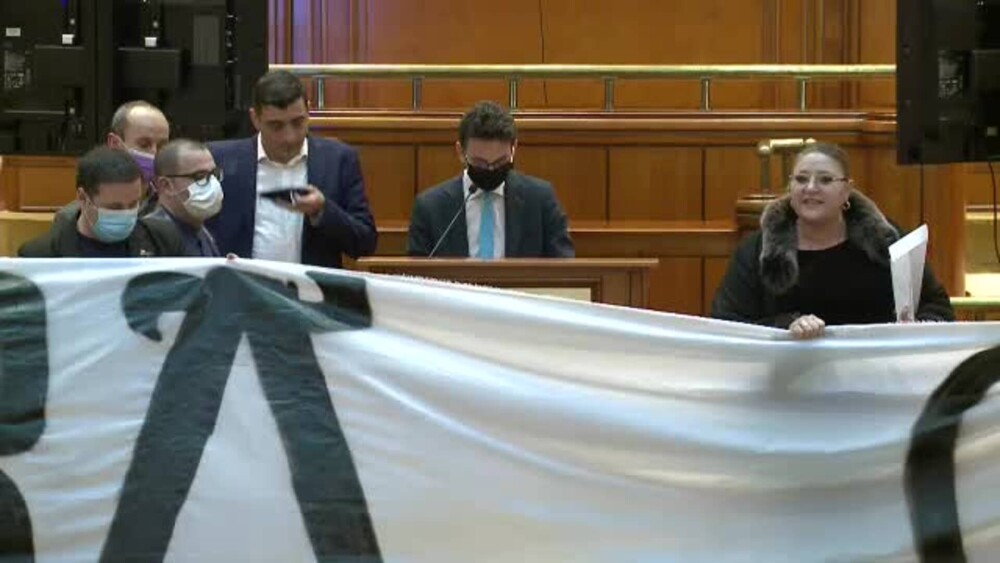 Protest în Parlament cu AUR și Șoșoacă. Banner uriaș: ”Libertate fără certificate” - Imaginea 4