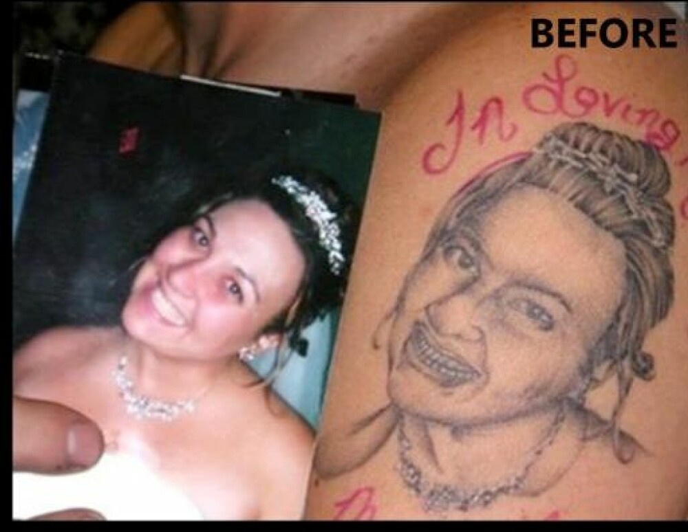 A vrut sa isi faca un tatuaj cu chipul fostei sotii, insa rezultatul final a fost dezamagitor. FOTO - Imaginea 2
