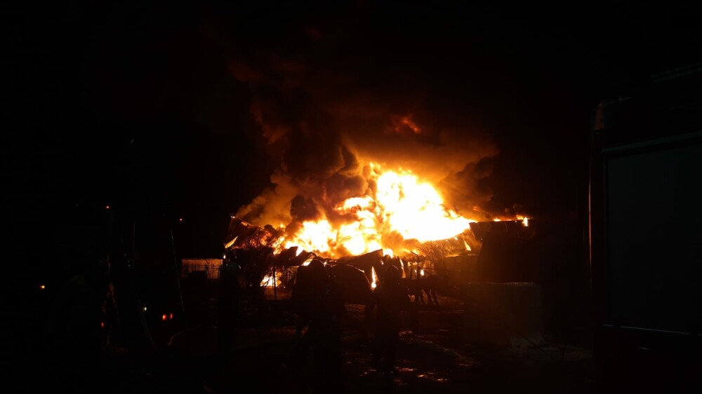 VIDEO. Incendiu violent în Ilfov. O hală de producție a fost mistuită de flăcări - Imaginea 2