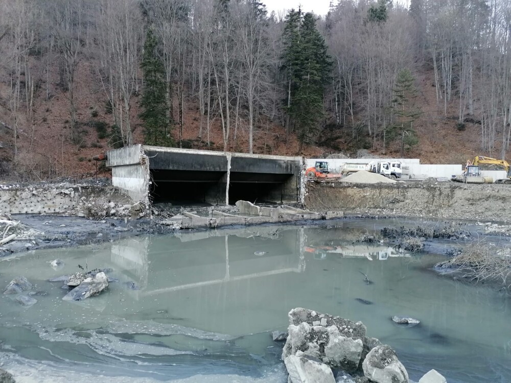 Poluare pe râul Prahova. Un perete al stației de epurare din Sinaia s-a prăbușit în timpul unor lucrări - Imaginea 3