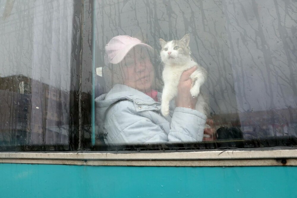 Un an de război. Momentele emoționante cu refugiații ucraineni la granițe, care fugeau de invazia Rusiei | GALERIE FOTO - Imaginea 12