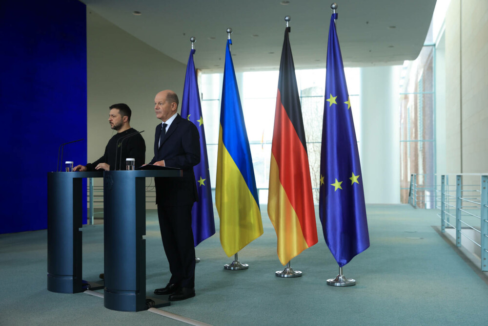 Scholz şi Zelenski semnează un acord de securitate istoric. Germania acordă un ajutor militar de 1,1 miliarde de euro - Imaginea 6