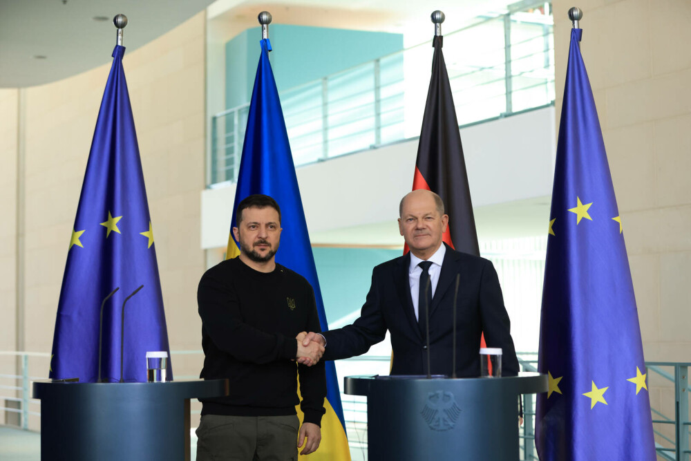 Scholz şi Zelenski semnează un acord de securitate istoric. Germania acordă un ajutor militar de 1,1 miliarde de euro - Imaginea 2