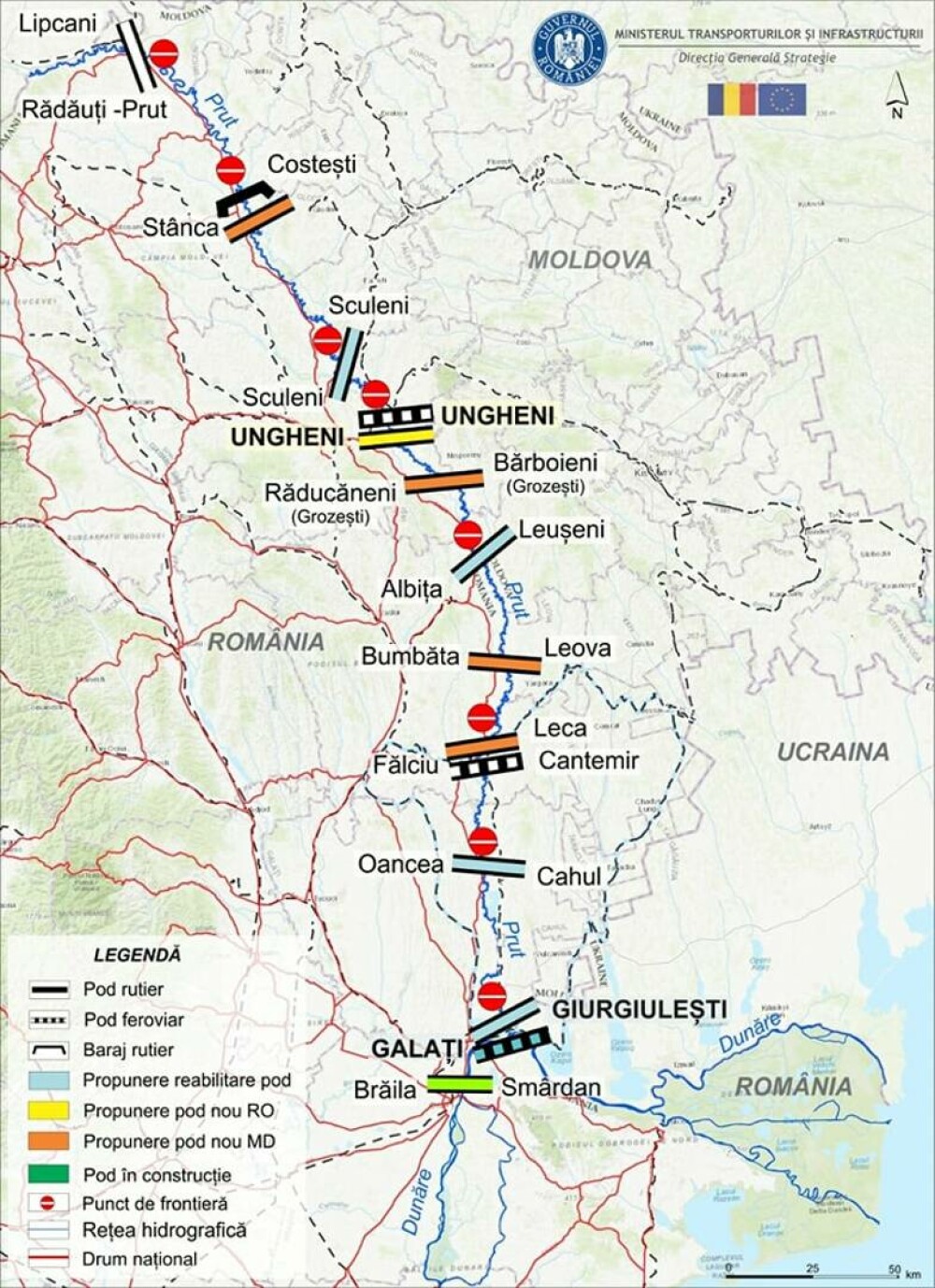 Patru poduri noi peste Prut vor fi construite în următorii ani pentru a conecta Republica Moldova de restul Europei. HARTA - Imaginea 2