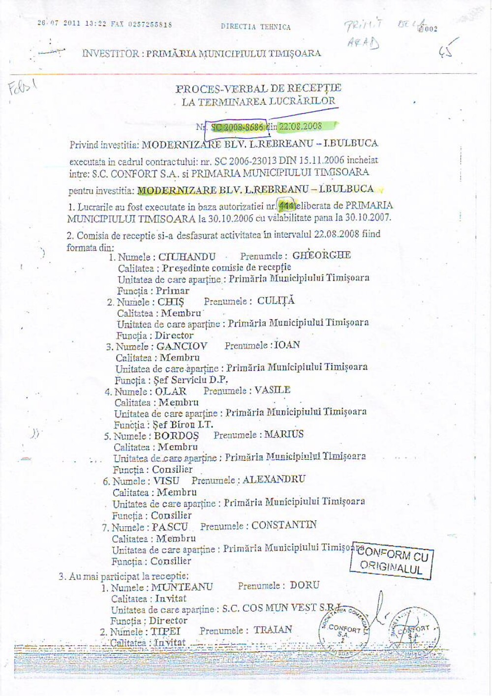Explicatiile Primariei Timisoara: cum au fost falsificate sapte semnaturi pe documente oficiale - Imaginea 1