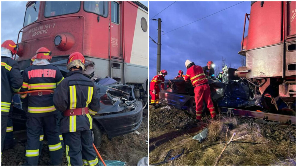 Accident feroviar mortal în Bacău. Doi tineri au murit după ce un tren cu 30 de pasageri a lovit o mașină | FOTO - Imaginea 1
