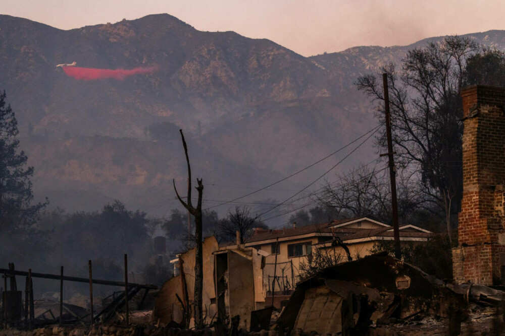 Incendiile din Los Angeles. Rolul pudrei roz pulverizate de avioanele care luptă cu flăcările. 
Conţine 80% apă - Imaginea 3