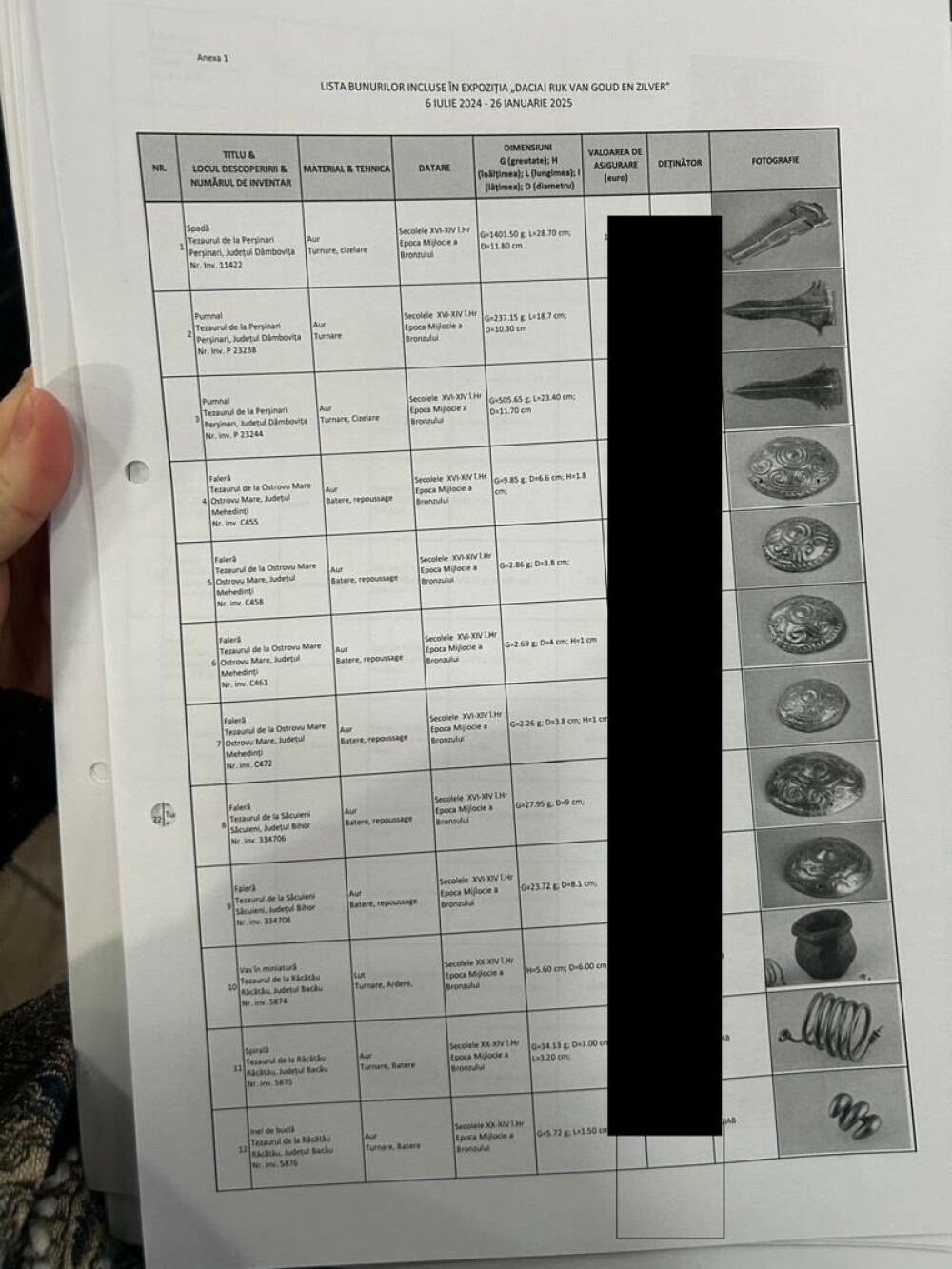 DOCUMENT. Ce condiții sunt prevăzute în contractul prin care au fost trimise peste 600 de artefacte dacice în Țările de Jos - Imaginea 2