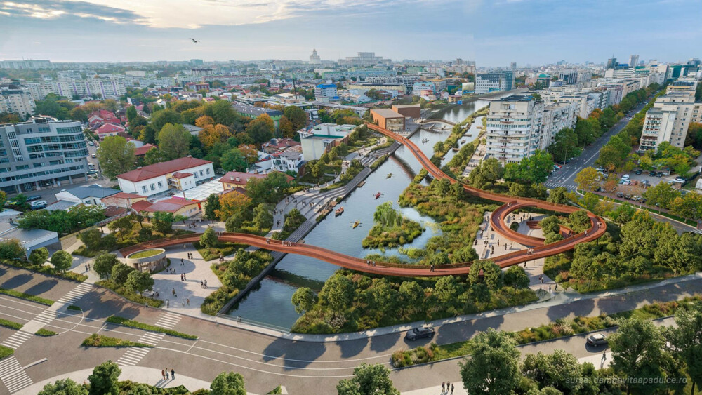 Cum va arăta Bucureștiul în 2035. Albia betonată a Dâmboviței va “înverzi”, splaiul Unirii - eliberat de trafic. GALERIE FOTO - Imaginea 1