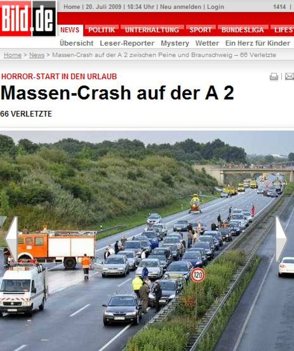 Carambol in Germania! 66 de raniti si 259 masini implicate - Imaginea 1