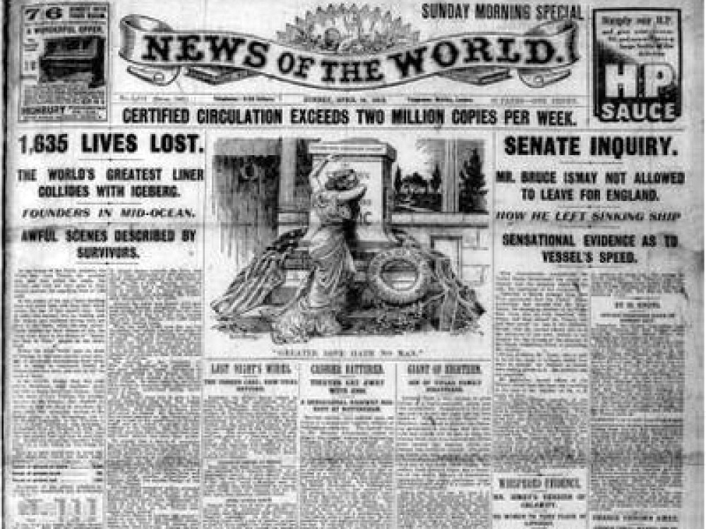 De la scufundarea Titanicului la bomba de la Nagasaki. Istoria surprinsa de News of the World - Imaginea 4