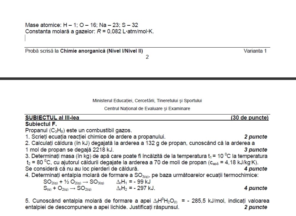 BACALAUREAT 2012. Subiecte Chimie - Imaginea 8