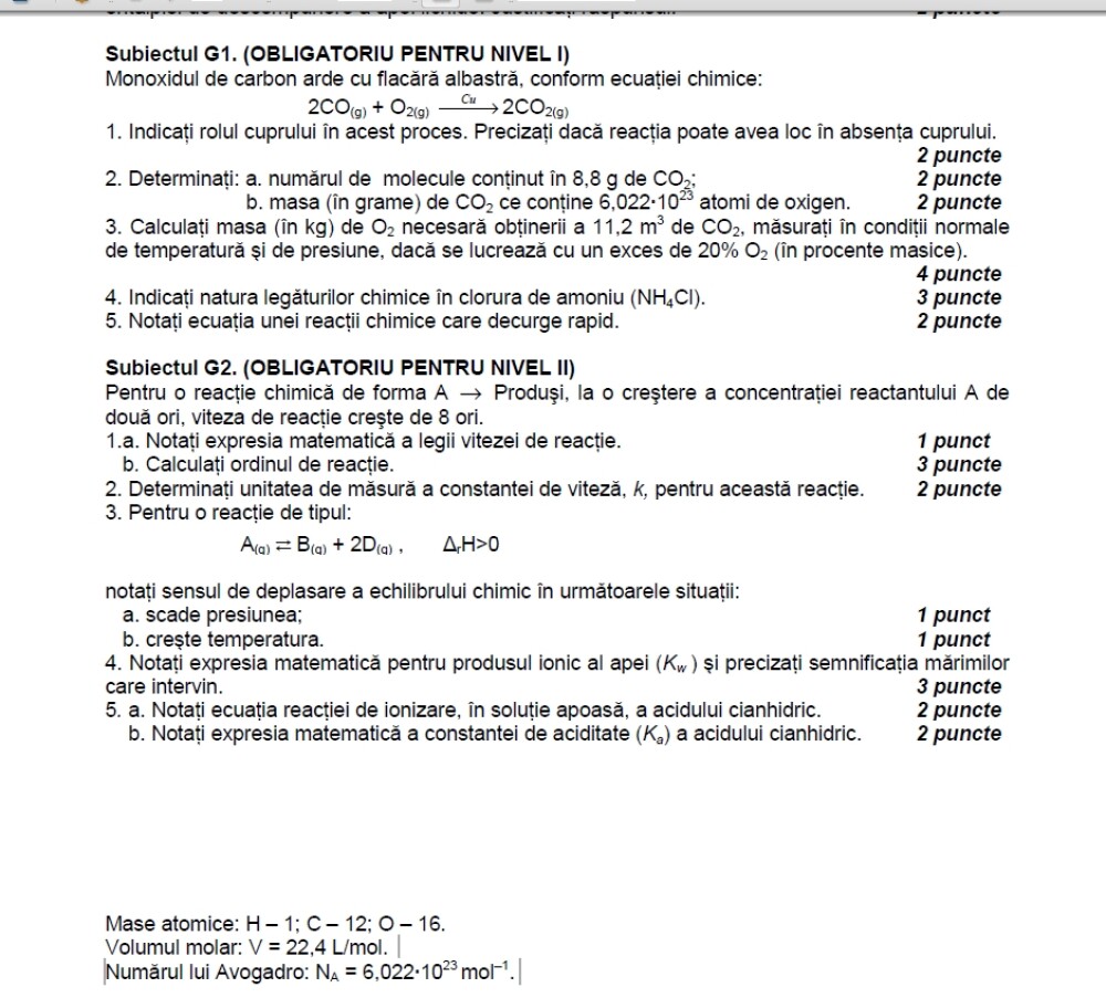 BACALAUREAT 2012. Subiecte Chimie - Imaginea 9