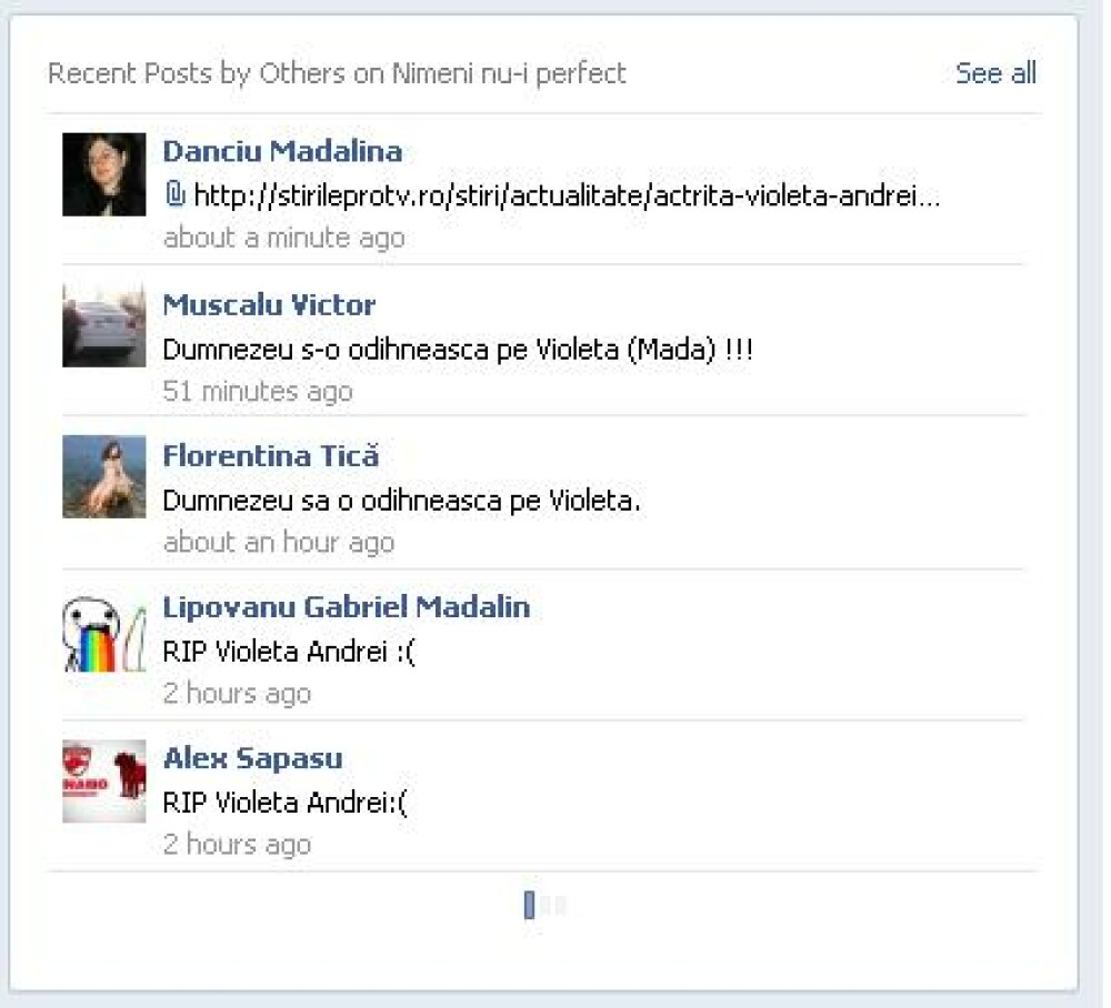 Reactii pe Facebook dupa moartea actritei Violeta Andrei - Imaginea 1