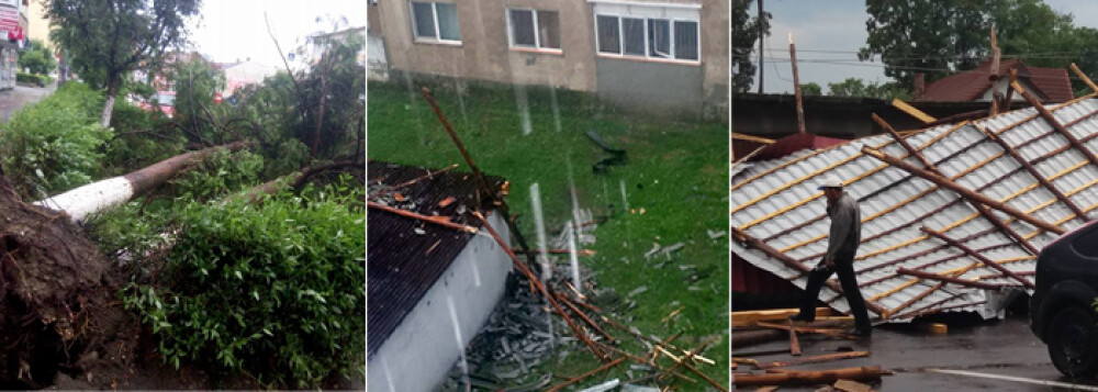 Imagini de groaza, filmate in orasul Hateg. O furtuna a smuls acoperisurile de pe blocuri si copacii din radacini - Imaginea 6