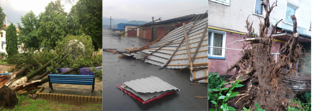 Imagini de groaza, filmate in orasul Hateg. O furtuna a smuls acoperisurile de pe blocuri si copacii din radacini - Imaginea 11
