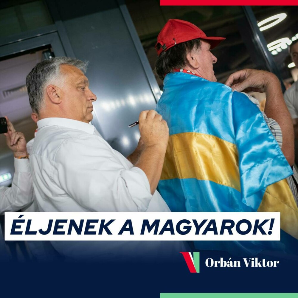 Premierul ungar Viktor Orban, baie de mulțime la Sfântu Gheorghe. A fost ovaționat la meciul lui Sepsi din Conference League - Imaginea 2