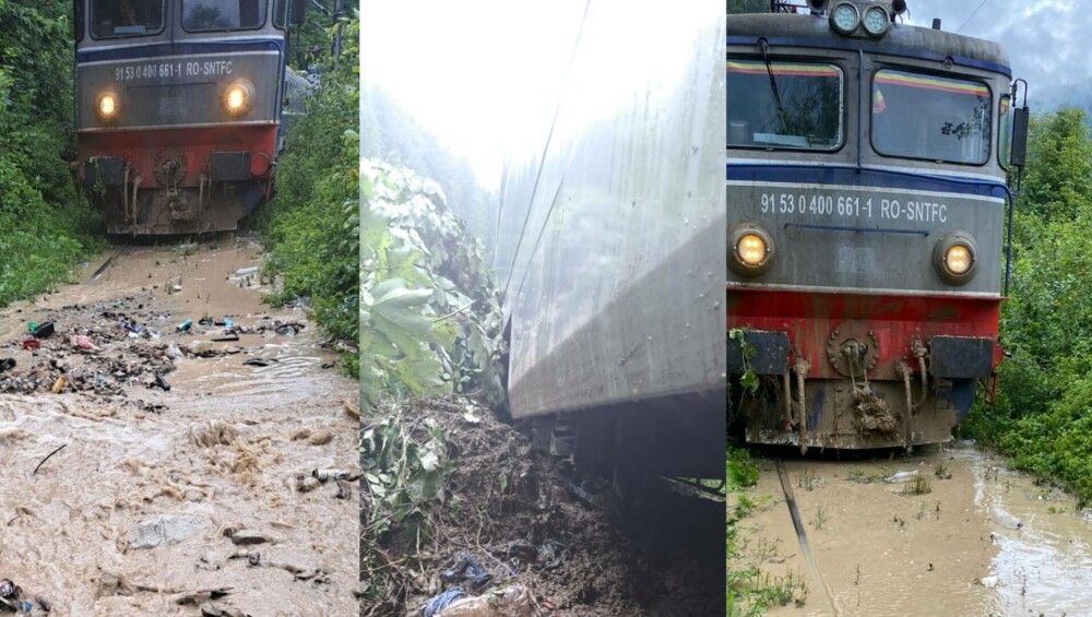 Două trenuri cu 450 de călători au fost blocate din cauza aluviunilor căzute pe calea ferată, în Suceava - Imaginea 4