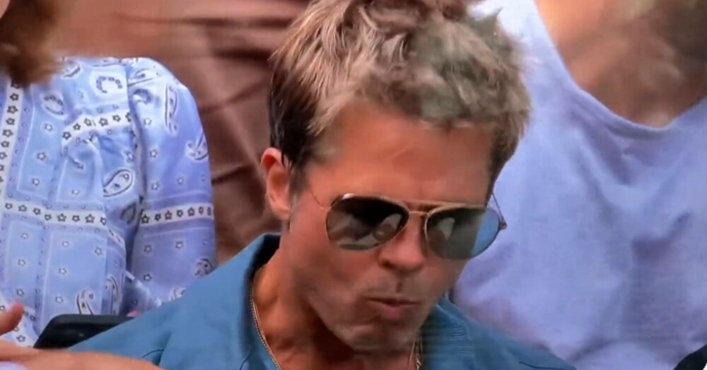 „L-aș putea privi toată ziua”. Brad Pitt și-a amuzat fanii savurând chipsuri în tribuna de la Wimbledon. GALERIE FOTO - Imaginea 1