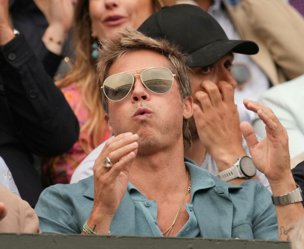 „L-aș putea privi toată ziua”. Brad Pitt și-a amuzat fanii savurând chipsuri în tribuna de la Wimbledon. GALERIE FOTO - Imaginea 5