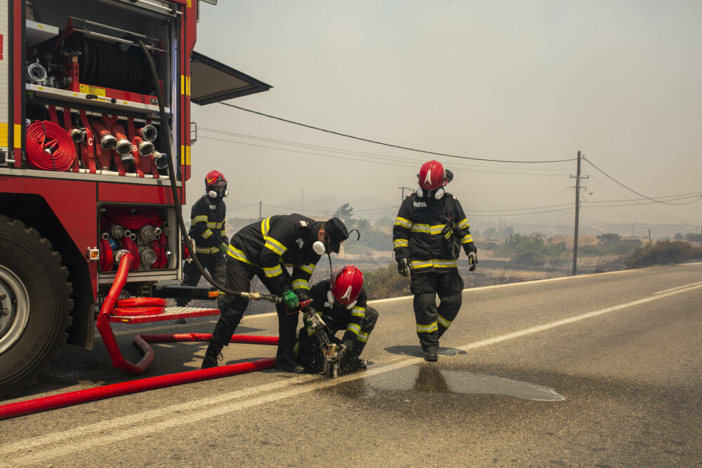 Pompierii români salvează animale din infernul elen. Imagini emoționante surprinse în timpul luptei cu flăcările | FOTO - Imaginea 9