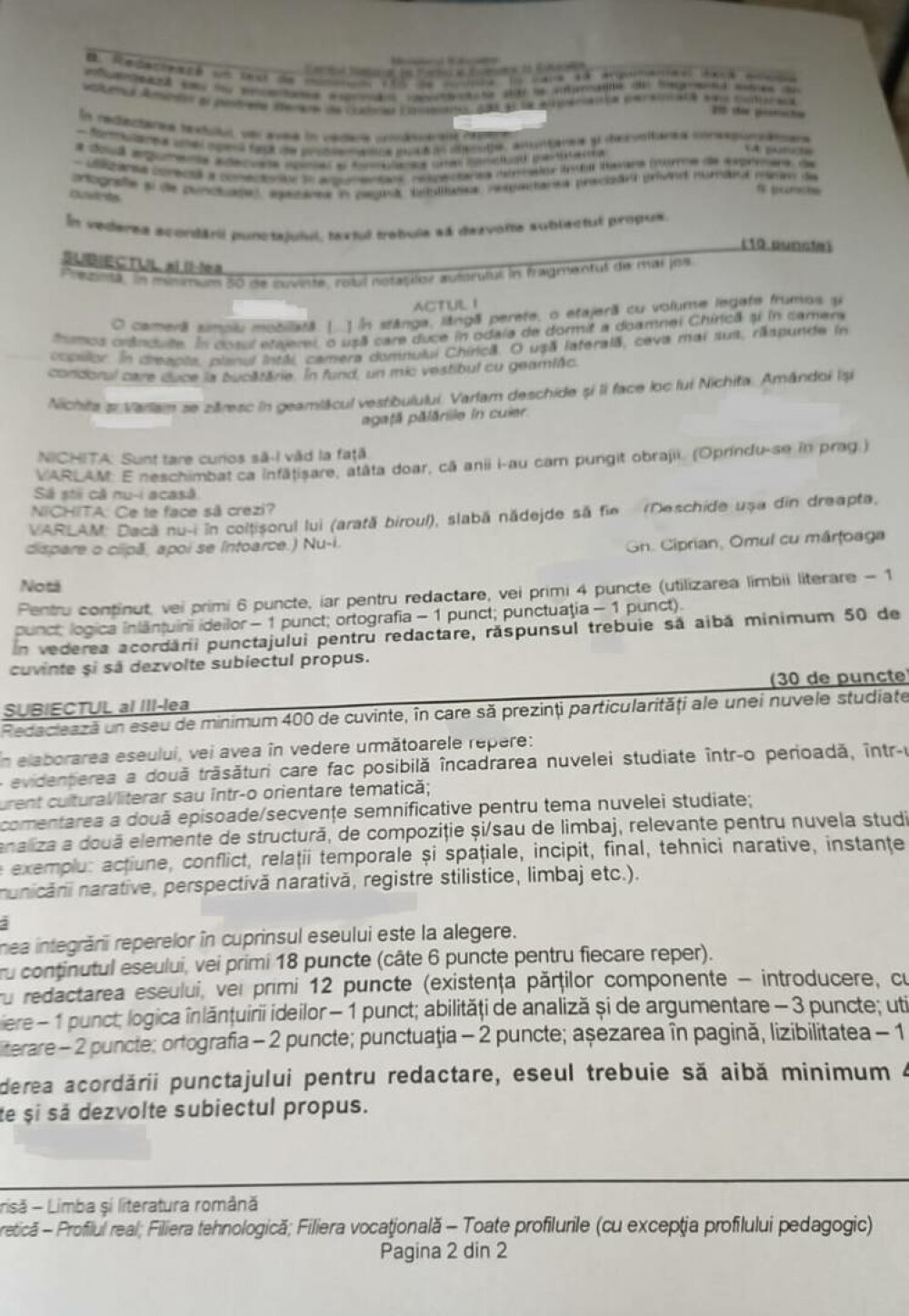 Subiectele și baremele la Limba română de la BAC 2024. Nuvela la subiectul III. Vezi rezolvarea live a subiectelor - Imaginea 2