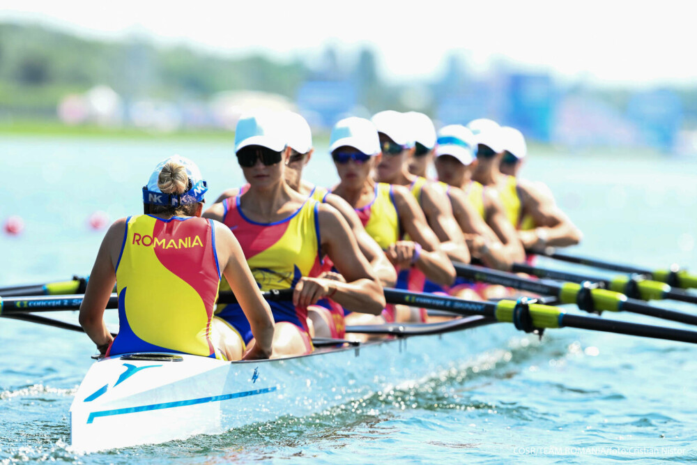 România s-a calificat în finalele de canotaj 8+1 feminin, la Jocurile Olimpice de la Paris. Româncele au dominat cursa - Imaginea 2