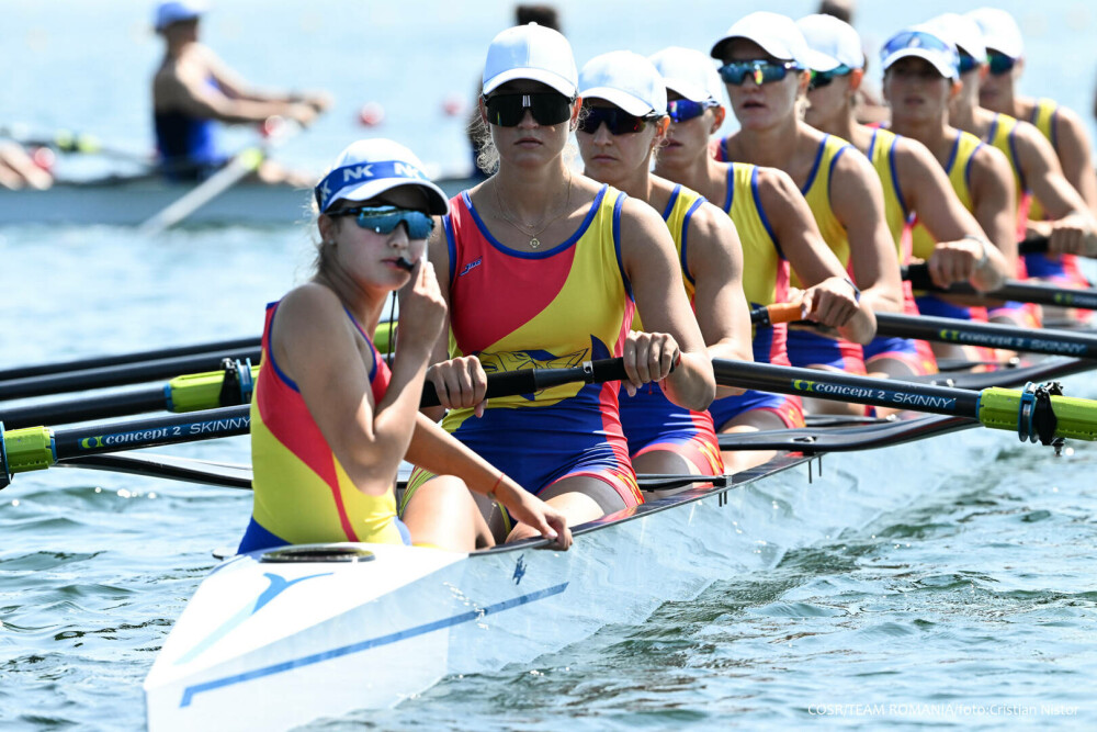 România s-a calificat în finalele de canotaj 8+1 feminin, la Jocurile Olimpice de la Paris. Româncele au dominat cursa - Imaginea 3