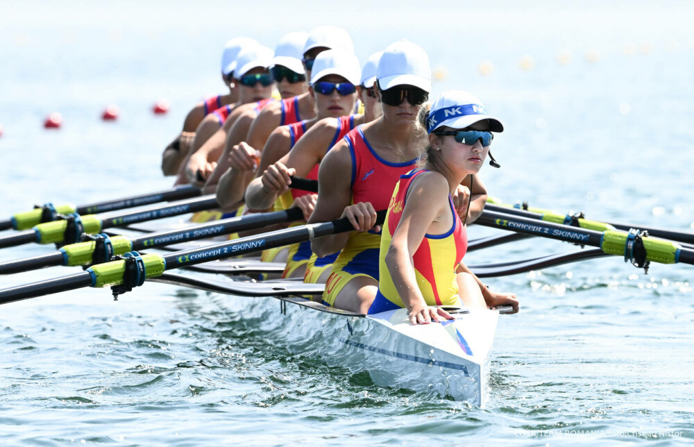 România s-a calificat în finalele de canotaj 8+1 feminin, la Jocurile Olimpice de la Paris. Româncele au dominat cursa - Imaginea 6